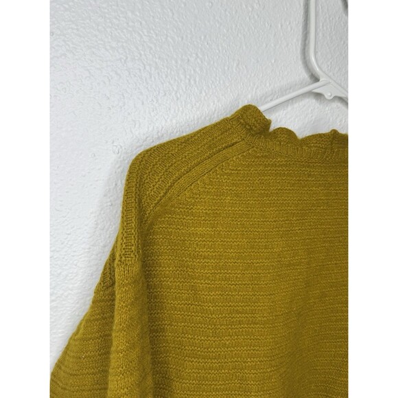 Madewell Ruffle Neck Pullover Sweater Mustard Merino Wool Blend Sz L Fits M - Picture 13 of 15